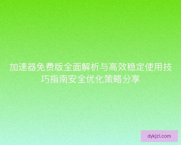 加速器免费版全面解析与高效稳定使用技巧指南安全优化策略分享